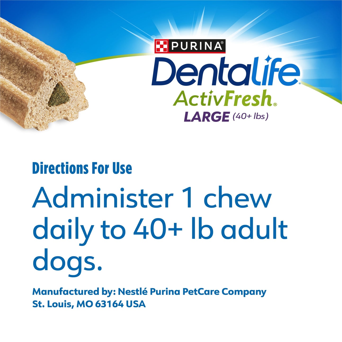 Purina Activfresh Large Dog Treats Dental Chews with Chicken, 24.1 Oz Pouch (21 Count)