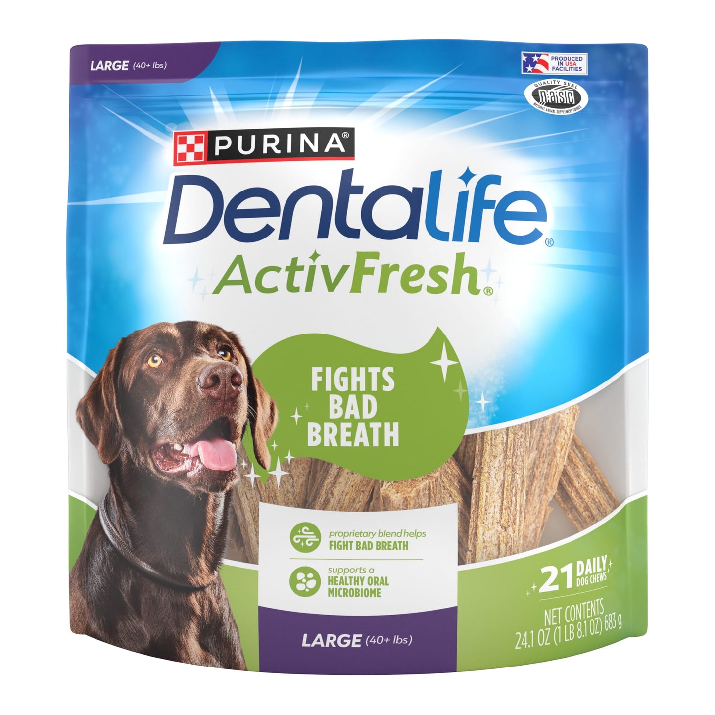 Purina Activfresh Large Dog Treats Dental Chews with Chicken, 24.1 Oz Pouch (21 Count)