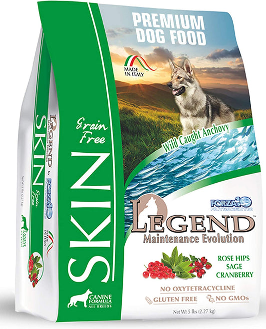 Legend Sensitive Skin Dog Food, Grain Free Dry Dog Food for Sensitive Skin with Curative Herbs, Wild Caught Anchovy Flavor Allergy Dog Food, for Adult Dogs, Pack of 1 (5 Pounds)