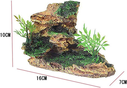 Reptile Small Hide, Turtles Hide Cage, Artificial Plant Rock, Humidified Habitat Decoration (Red Soil)