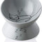 Raised Cat Bowl for Dry Wet Cat Food, Ceramic Elevated Pet Bowl Cat Dish, Protect Cat'S Spine, Stress Free, Slanted Design for Cat Easy Eating, 10 Oz, Dishwasher Safe (Grey)
